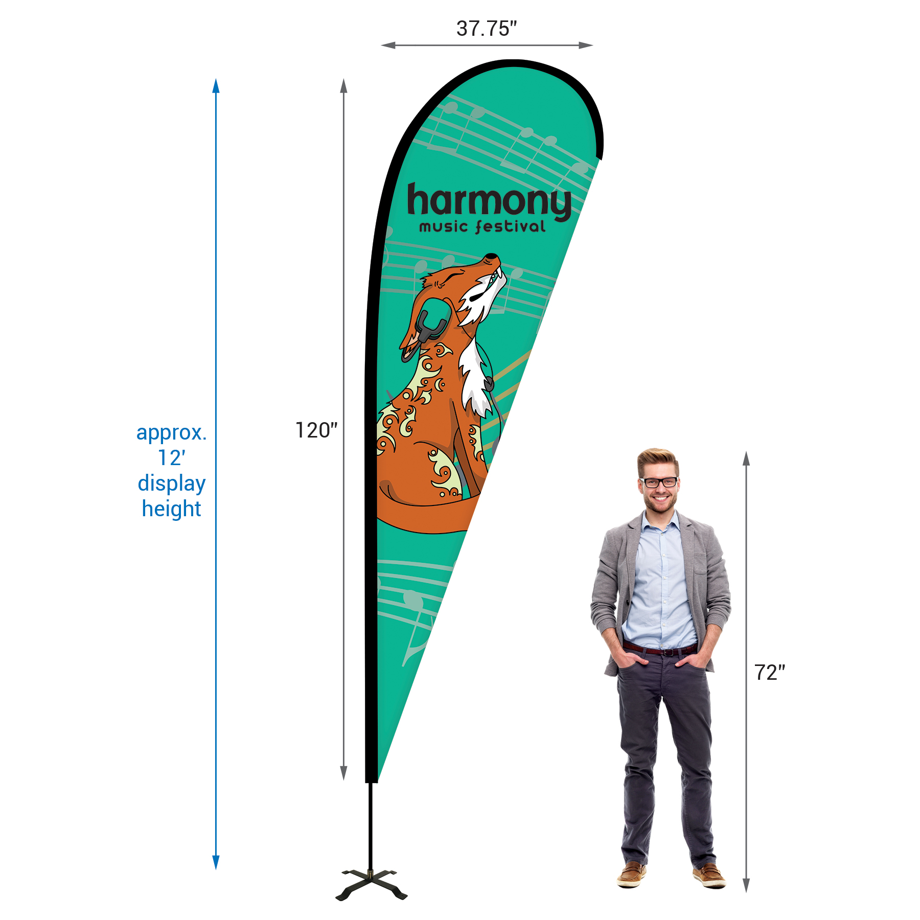 10' Portable Double Sided Teardrop Kit with Cross Base 8