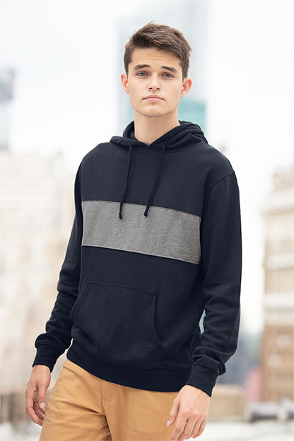 Premium Cotton Blocked Fleece Pullover Hoodie, custom hoodie or sweatshirt with logo imprint 35