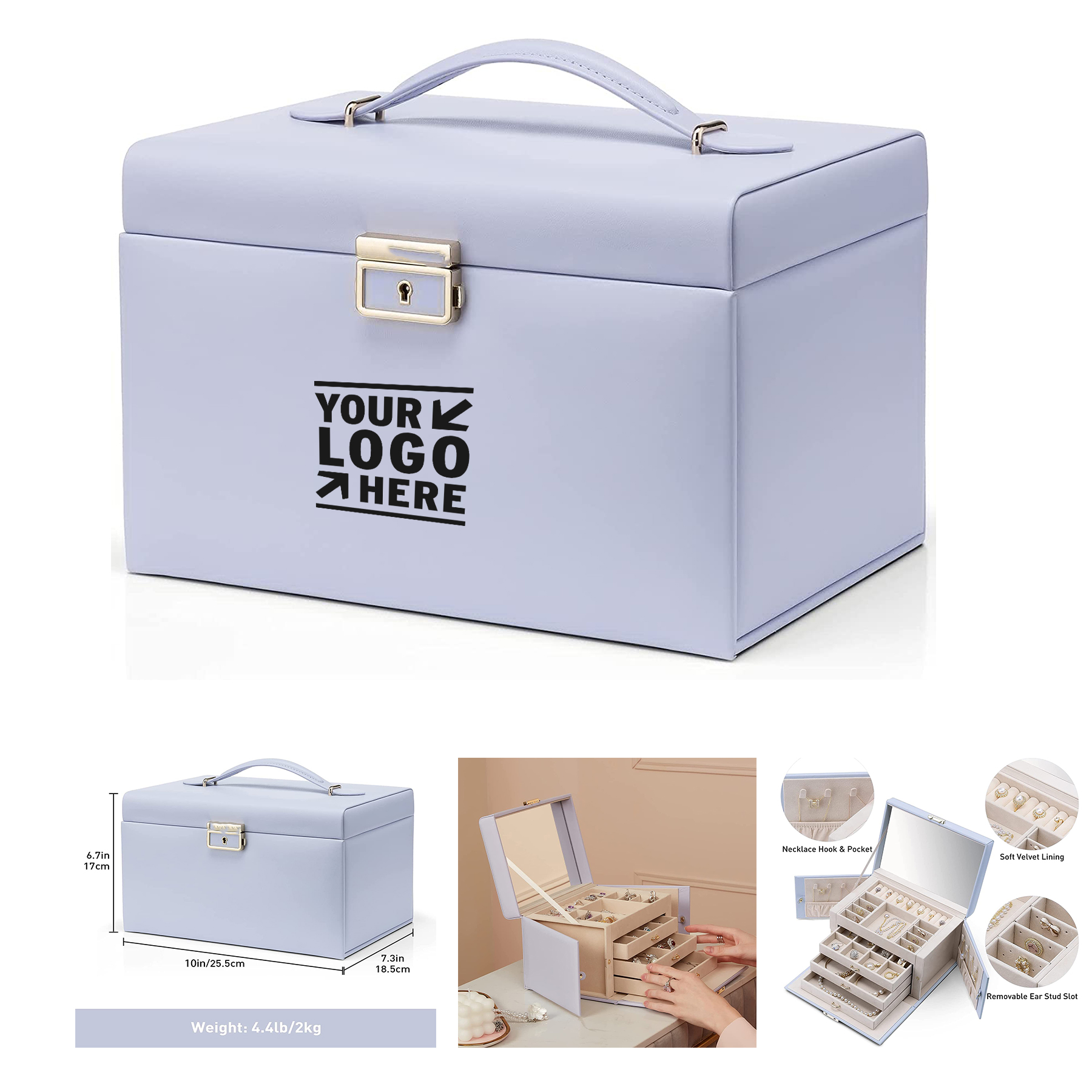 Velvet Jewelry Organizer Box for Women