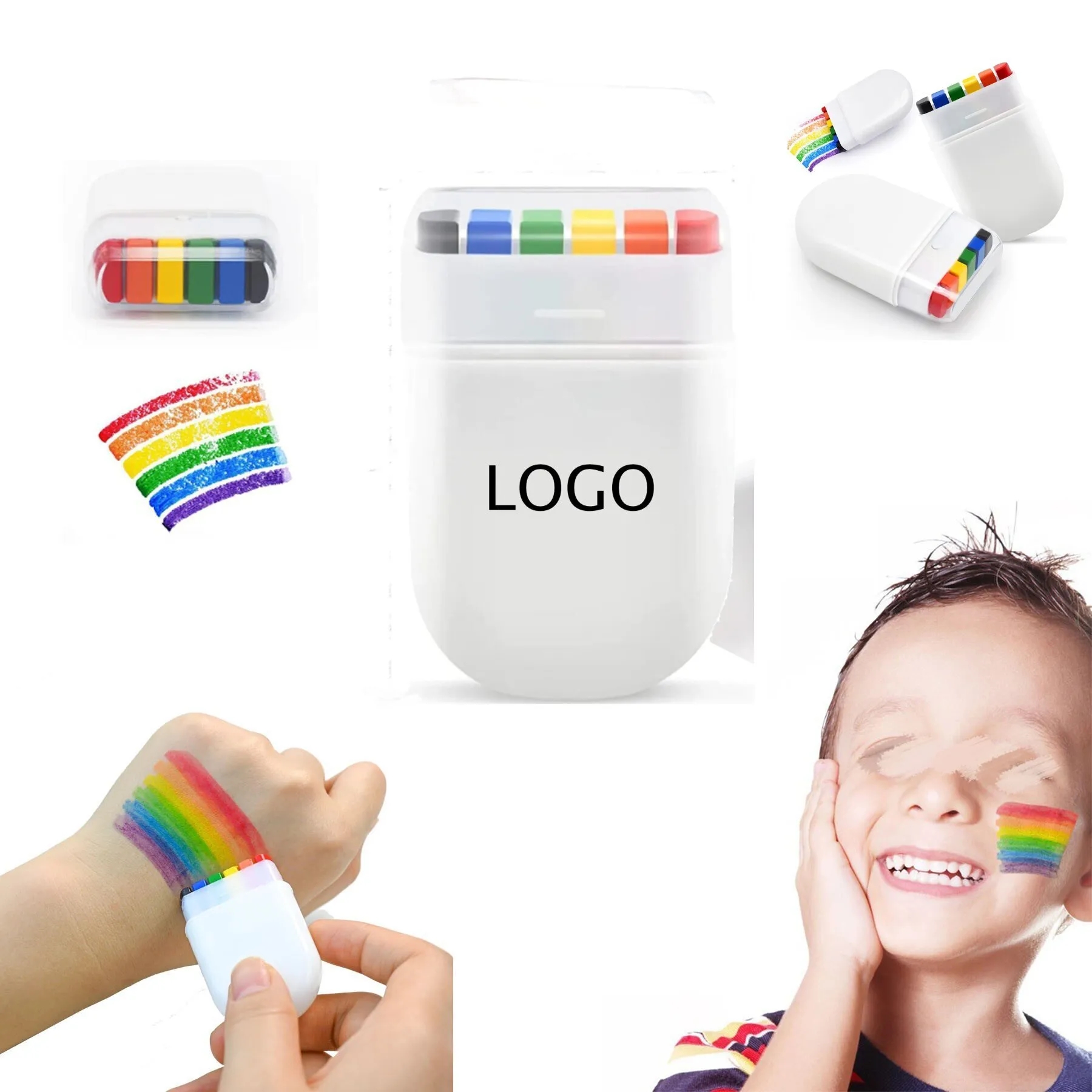 6-Color Face Rainbow Paint Pens 1