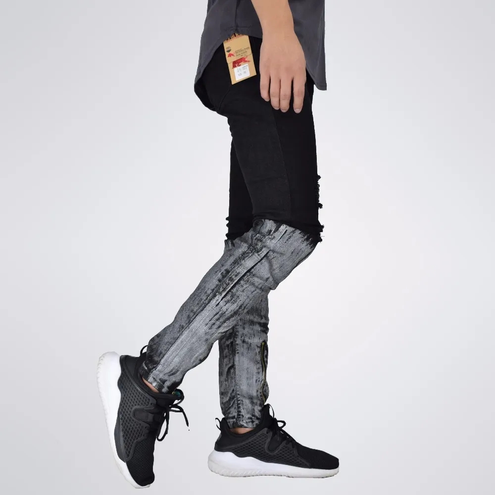 Men's Distressed Ripped Skinny Biker Jeans 2