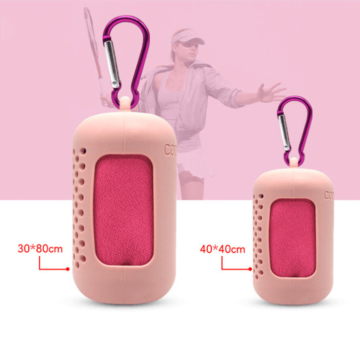 Breathable Cooling Sports Chilly Towel / Silicone Case And Hook Up 5