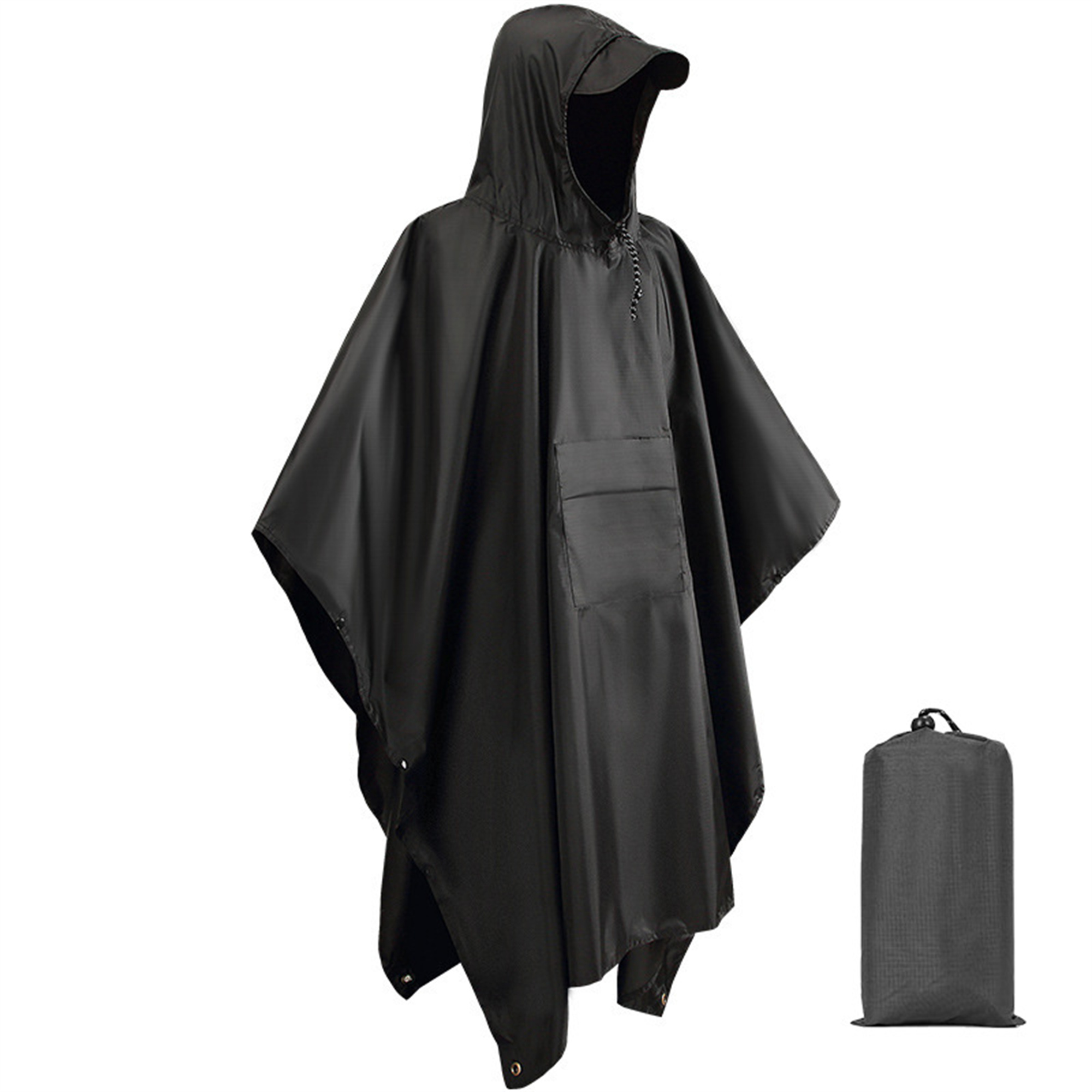 Drawstring Closure Rain Poncho 5