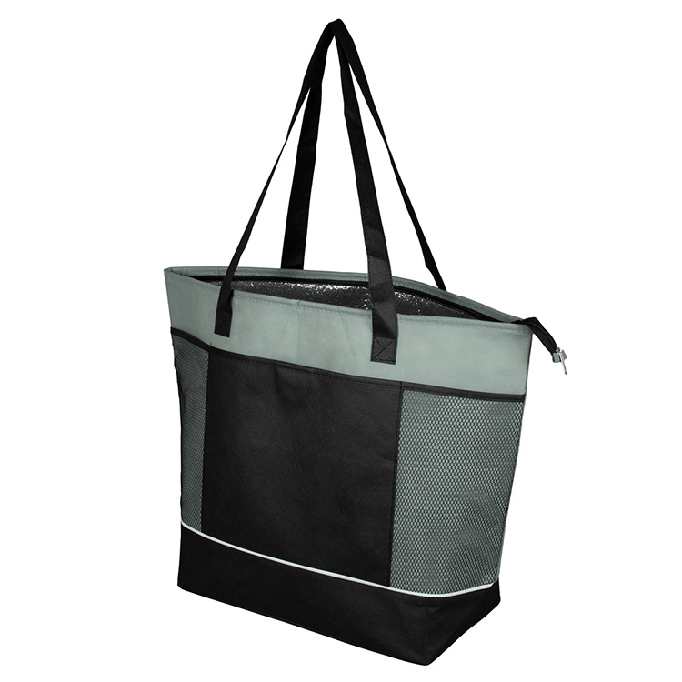 22"W x 16"H x 7 ½"Gusset - "FROST LINE" Super-Sized Insulated Zipper Cooler Tote 37