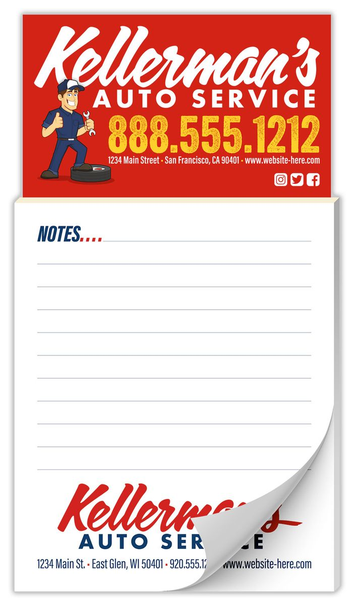 Custom Magna-Pad - 5.5" x 8.5" 100-Sheet with Business Card Magnet 1