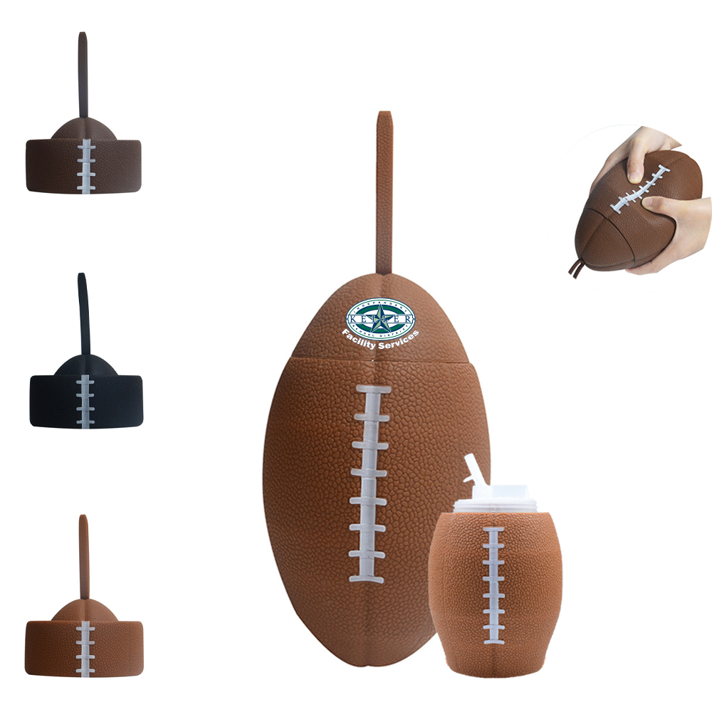 Rugby Shape Collapsible Silicone Sports Bottle 2