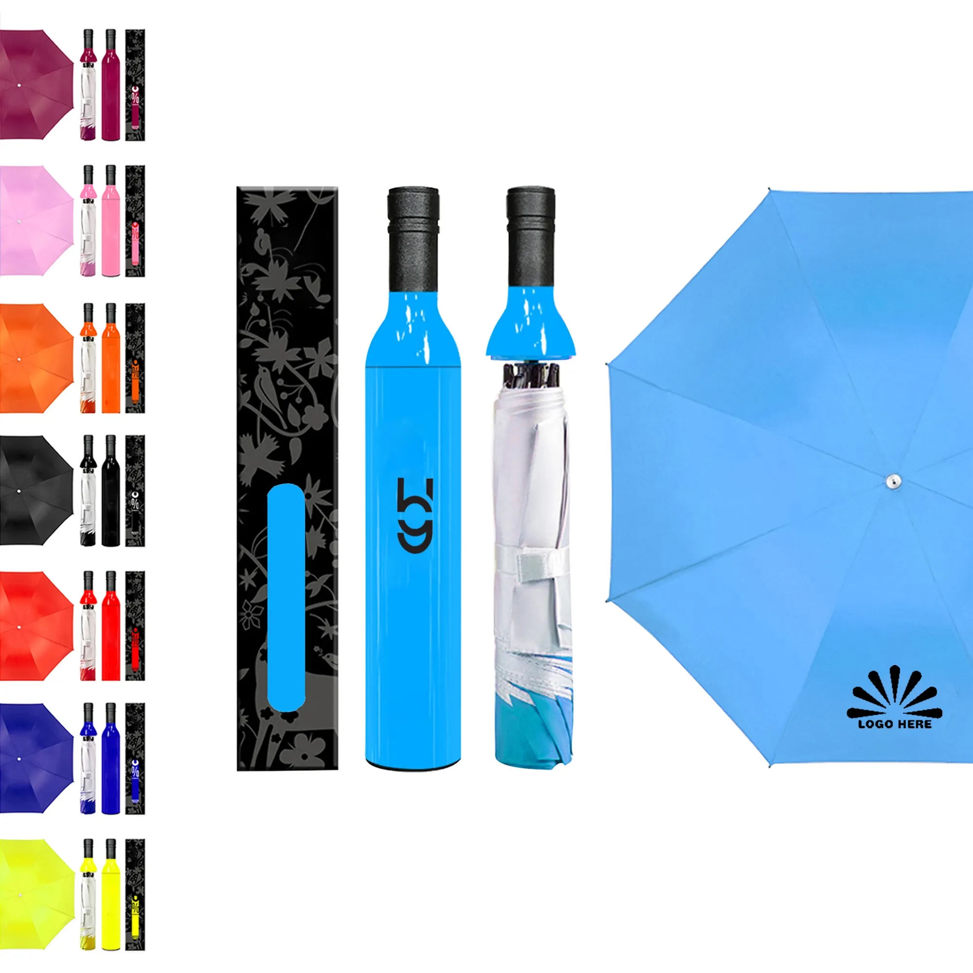 Wine Bottle Folding Sun & Rain Umbrella 1
