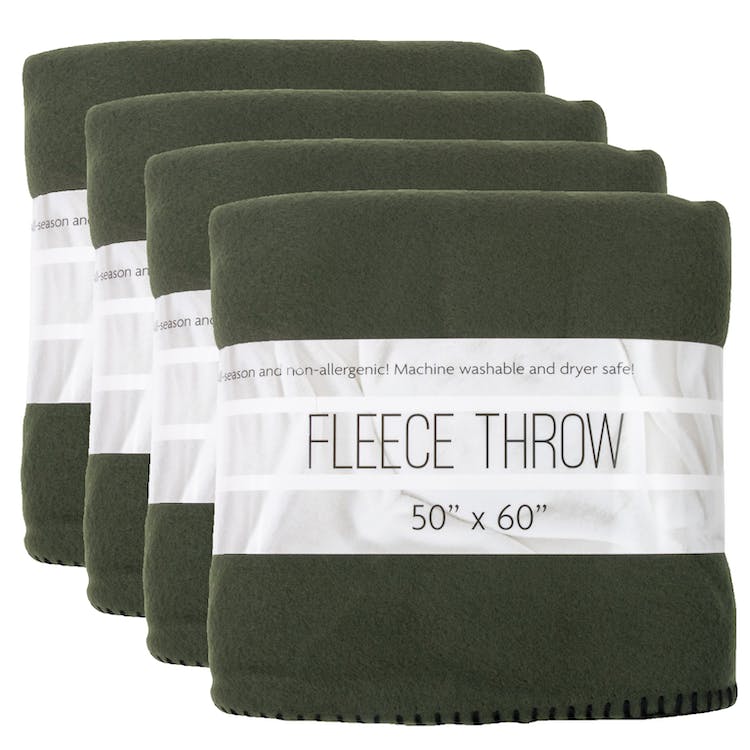 Dark Green Fleece Blankets - 50" x 60" 2