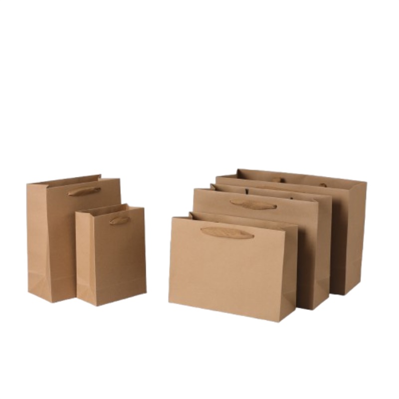 Natural Kraft Paper Bag W/ Woven Handles (5 7/8"W × 3 1/8" G × 8 1/4" H) 1