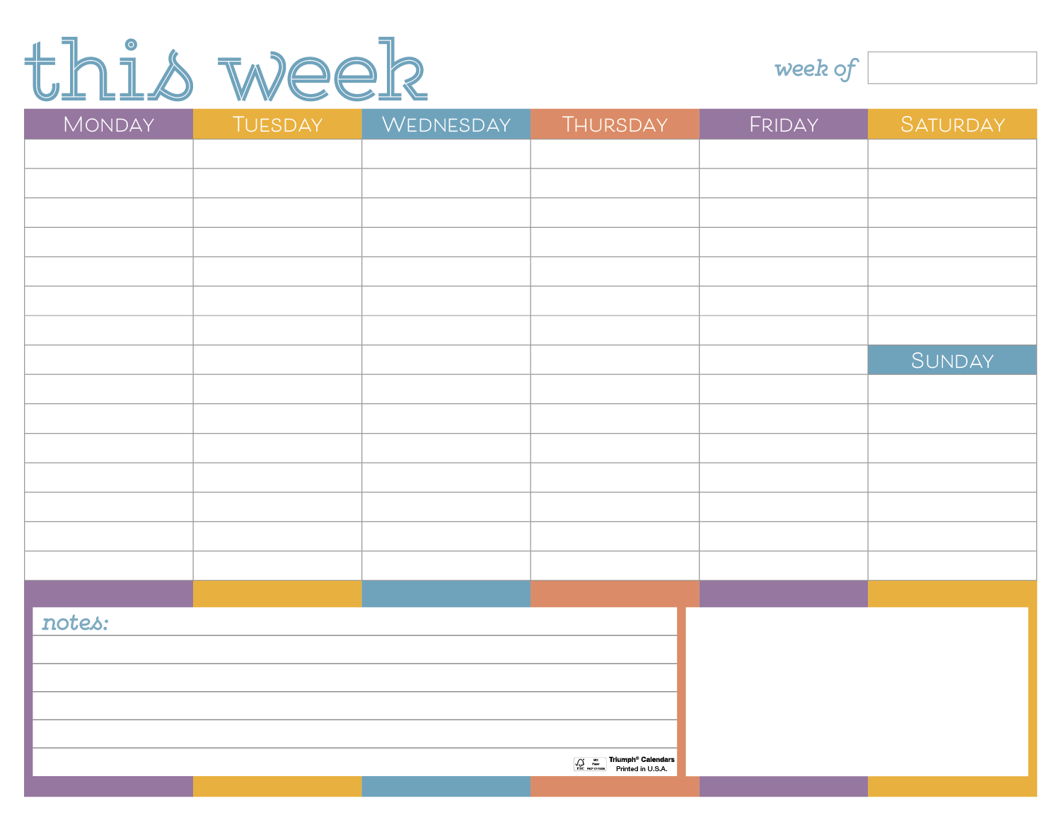 Triumph® Calendars Small Weekly Desk Pad - Colors 10
