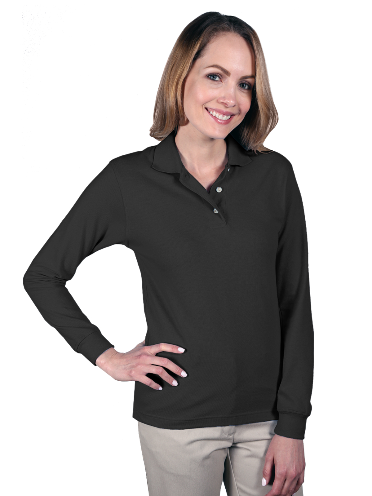 Blue Generation - Women's Pocketless Superblend Long Sleeve Polo
