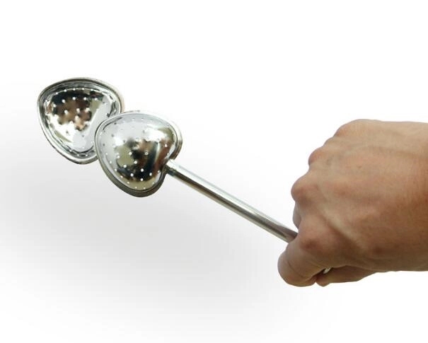 Stainless Steel Push Style Heart Shape Tea Strainer 3