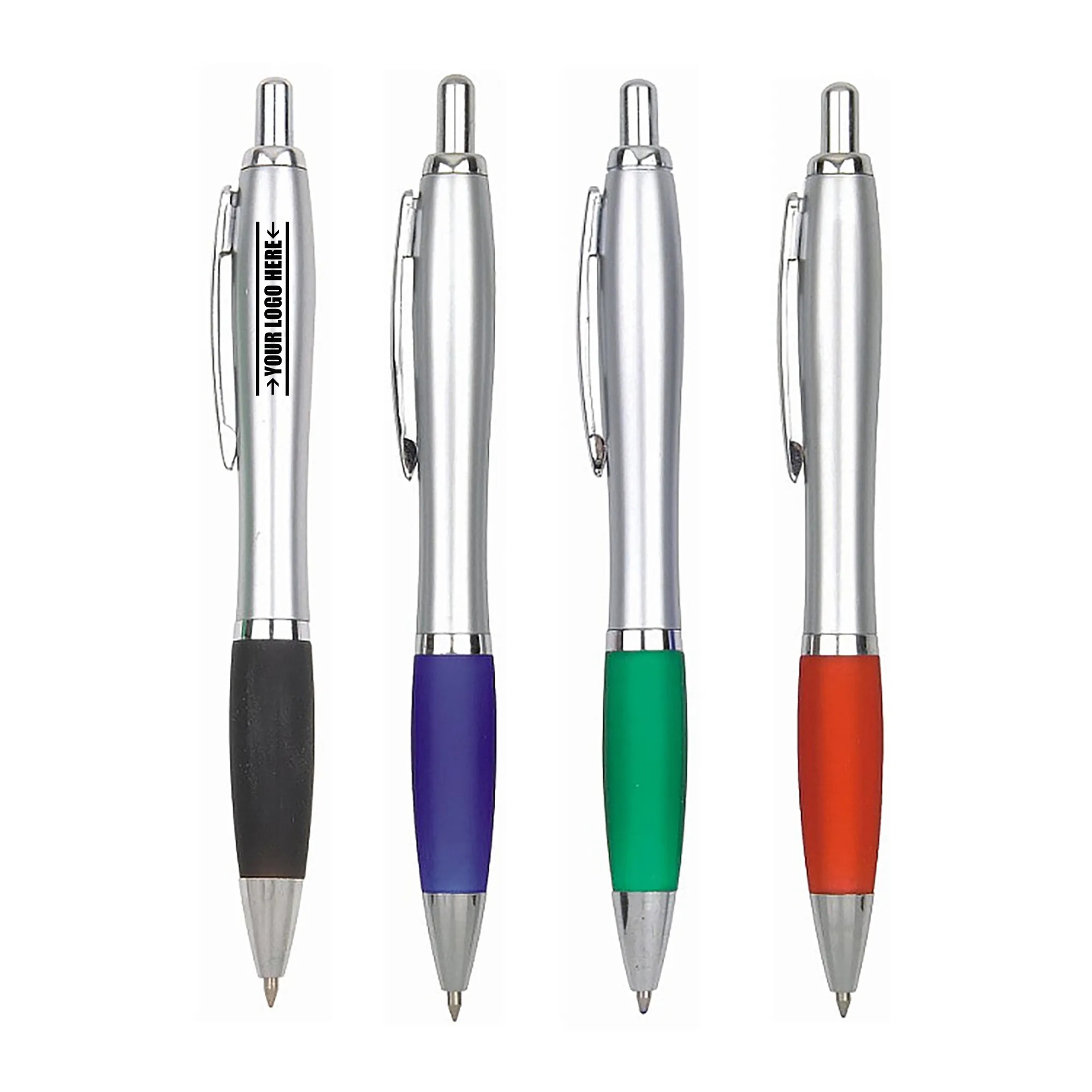 Click Action Ballpoint Pen With Rubber Grip 2