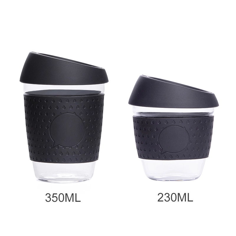 Reusable Glass Coffee Mug Travel Cup with Spill Proof Lid 6