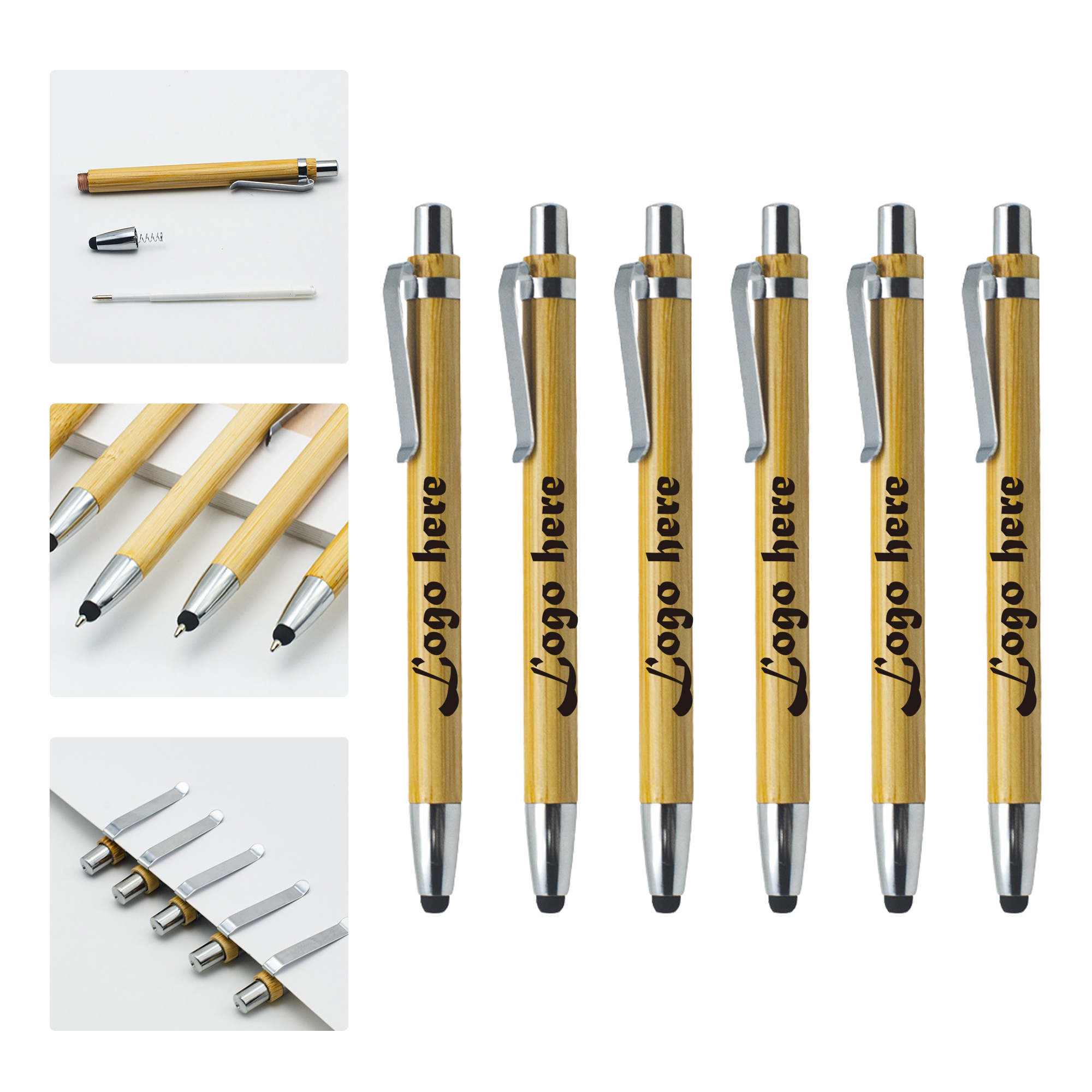 MOQ 50 Bamboo Touch Screen Ballpoint Pen Customization 2