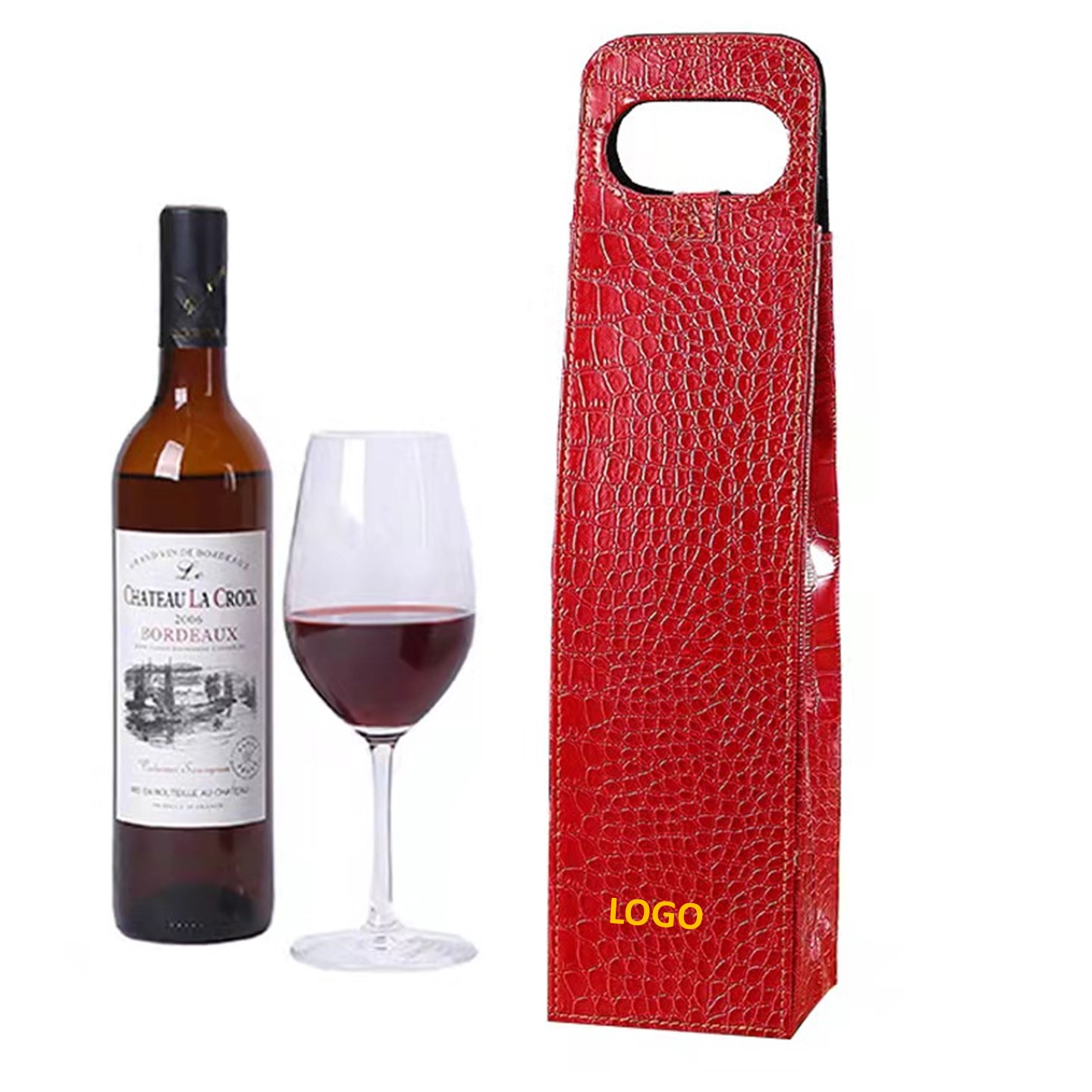 Leather Wine Tote-Alligator, custom tote bag with logo imprint 5