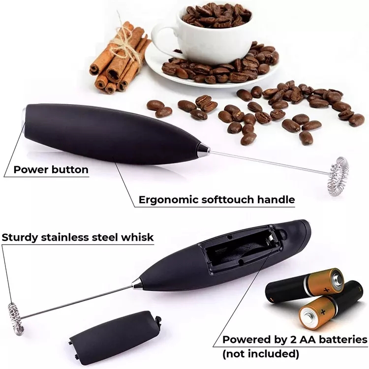 Handheld Battery Operated Electric Milk Frother w/Metal Stand 5