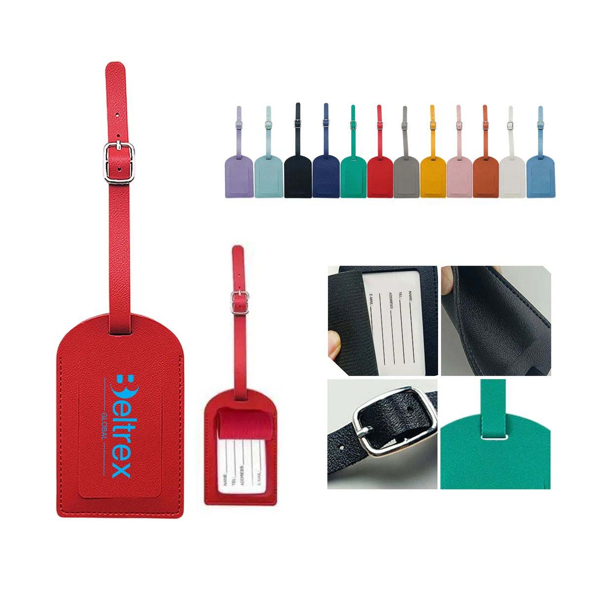 Durable PU Leather ID Tag with Adjustable Strap 12