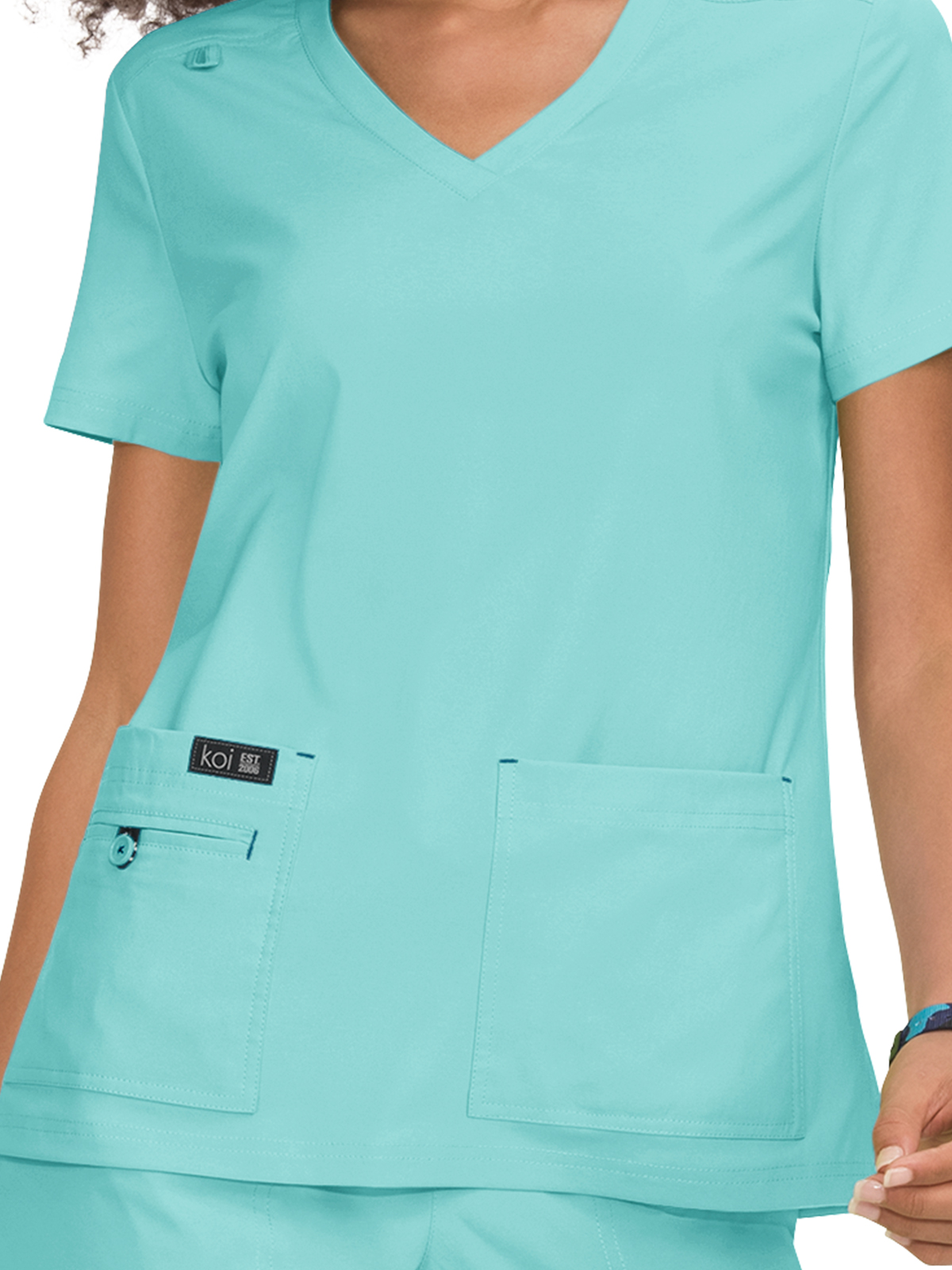 koi - Basics - Women's Four-Pocket Stretch V-Neck Becca Top 85