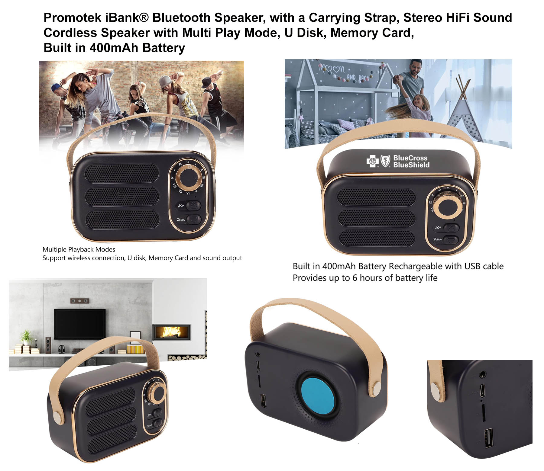 iBank ® Retro Vintage Mini Bluetooth Speaker with Carrying Strap 1