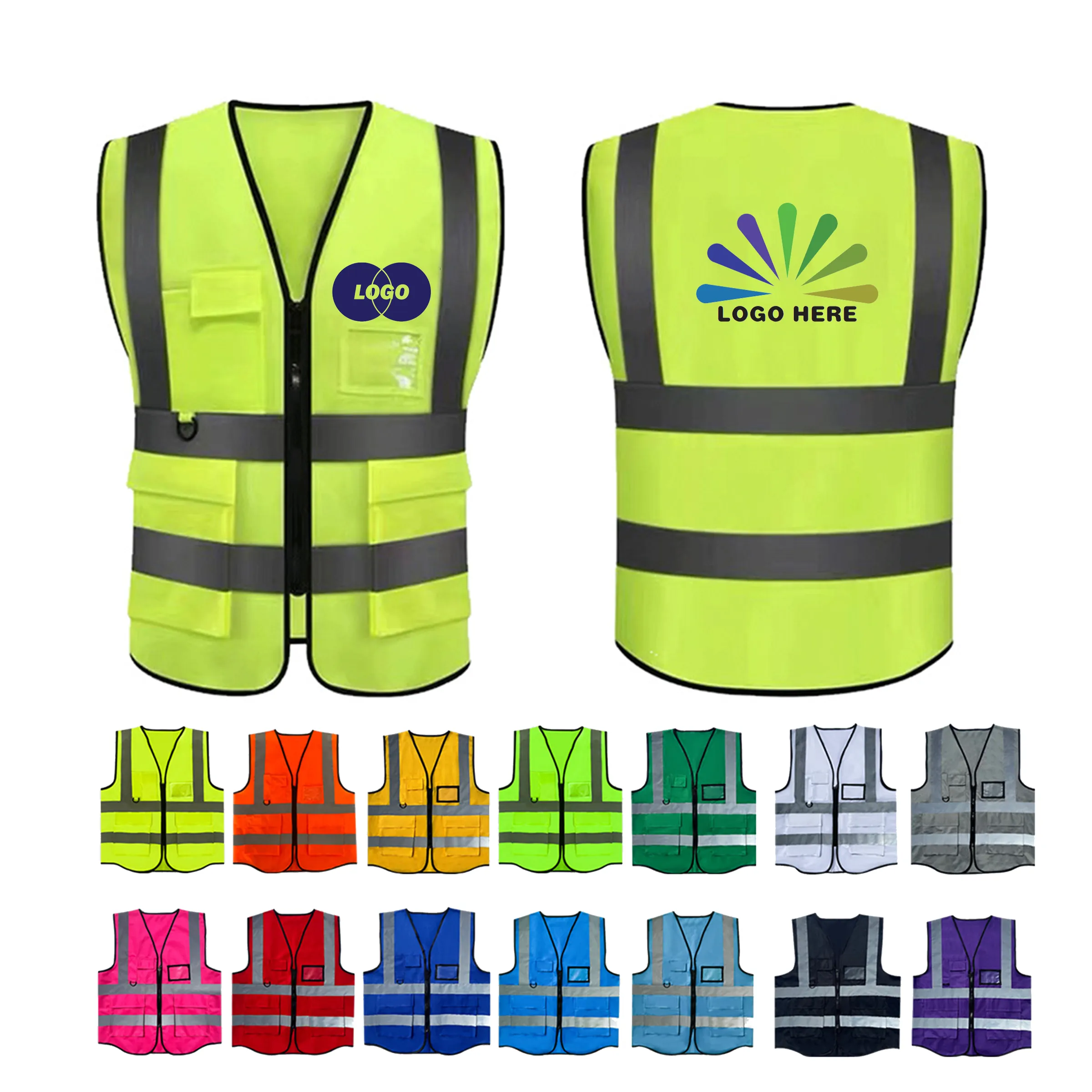 High Visibility Reflective Zipper Front Safety Vest 2