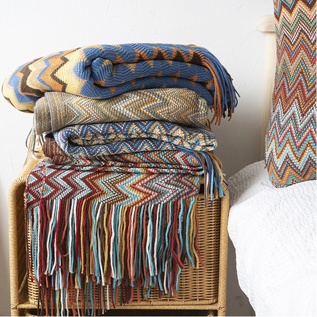 Reversible Sofa Towel Knitted Couch Blanket 1