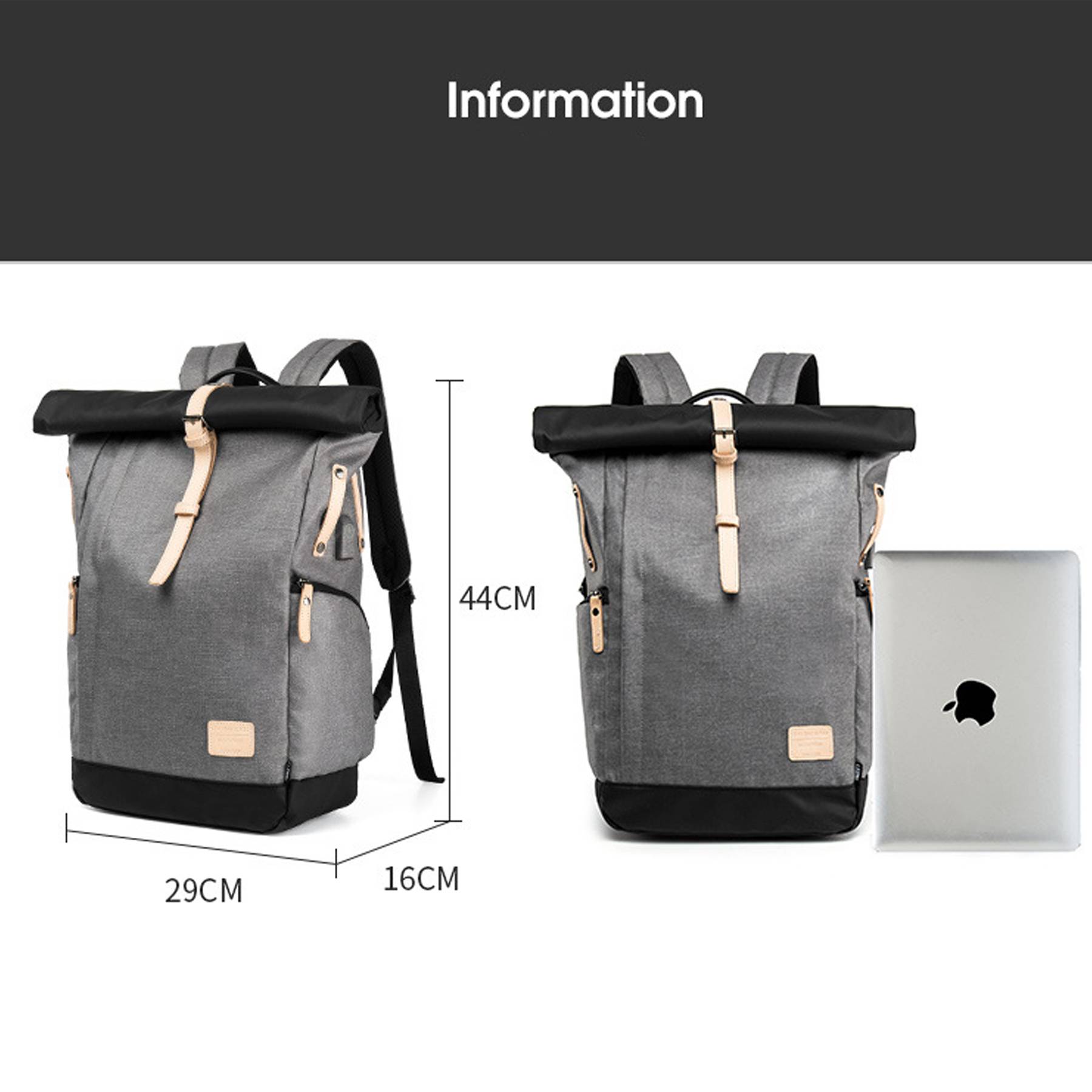 Men's waterproof outdoor travel backpack with charging port 2