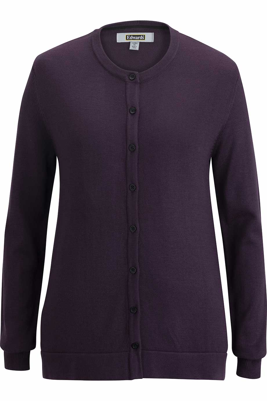 Ladies Crew Neck Button Front Cardigan