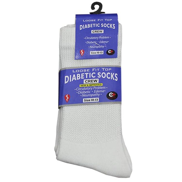 Diabetic Crew Socks White Large 2
