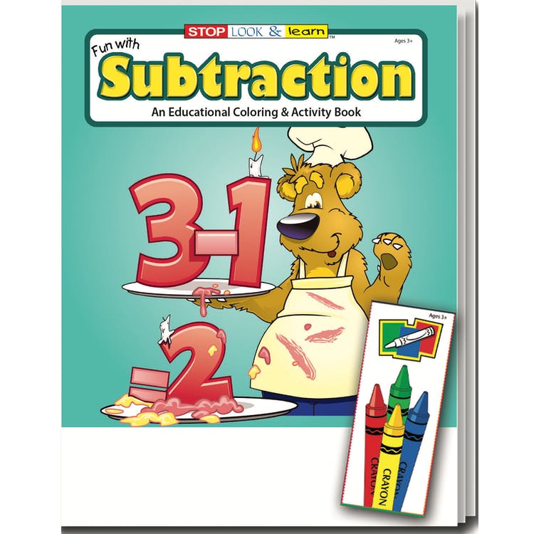 Fun with Subtraction Coloring Book Sets - 4 Pack Crayons Ages 3-11 2