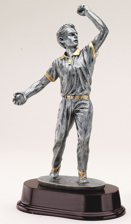 10 1/2" Tall Cricket Bowler Male Figure Award 1