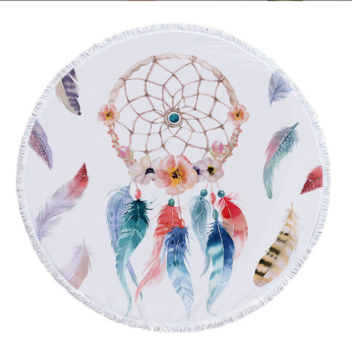 Microfiber Round Beach Towel w/ Fringe 5