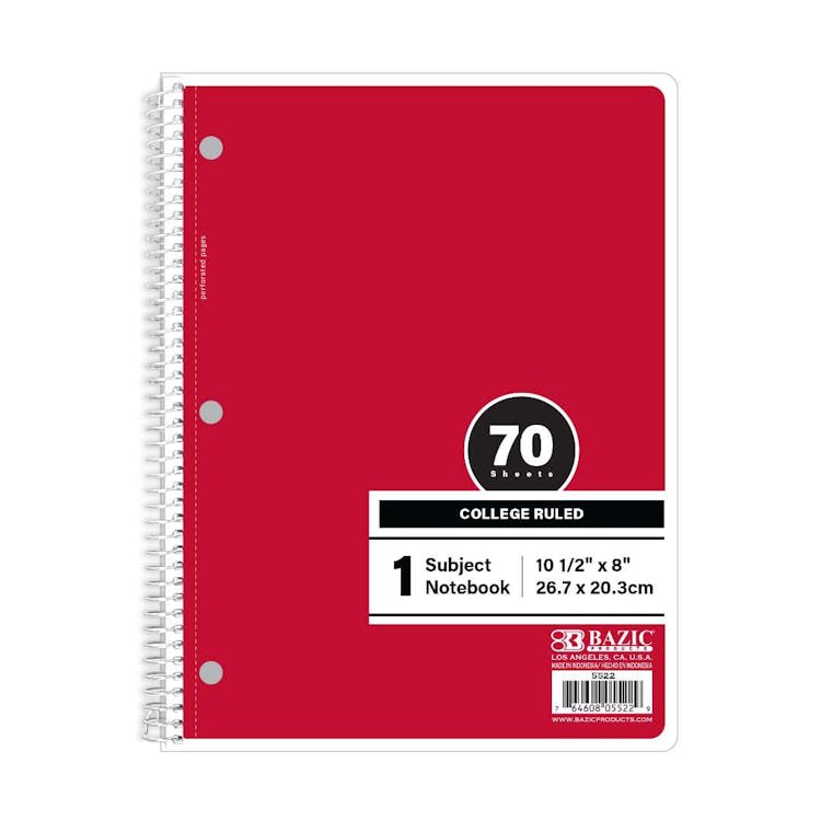 College Ruled Notebooks - 70 Sheets Red 2