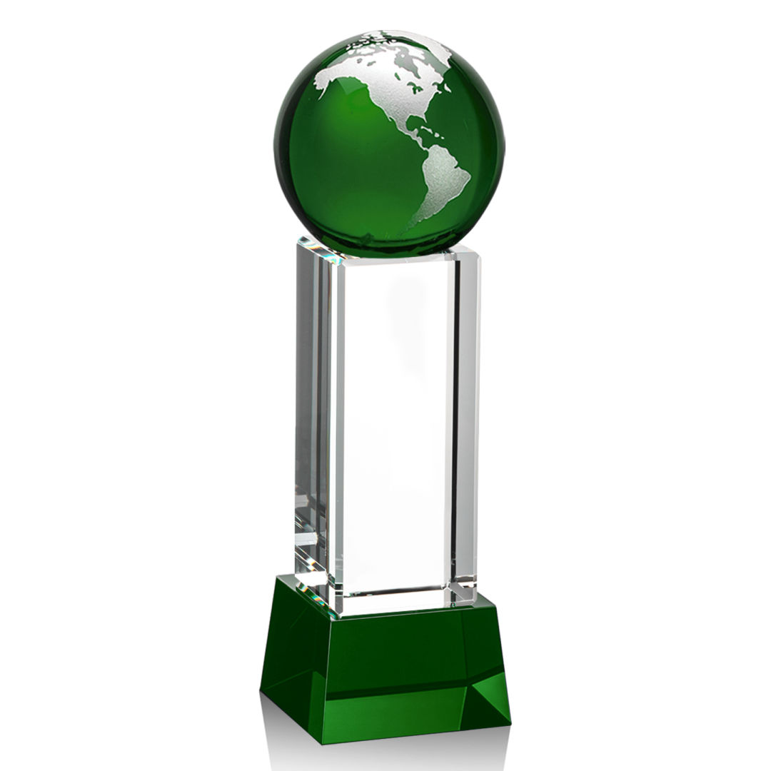 Luz Globe Award on Base - Green/Silver 11