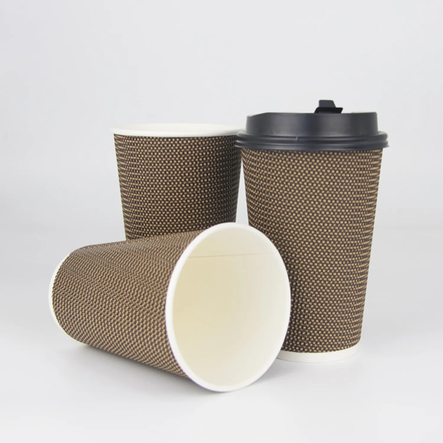 Disposable Double-Wall Paper Drinks Cup With Lids 3