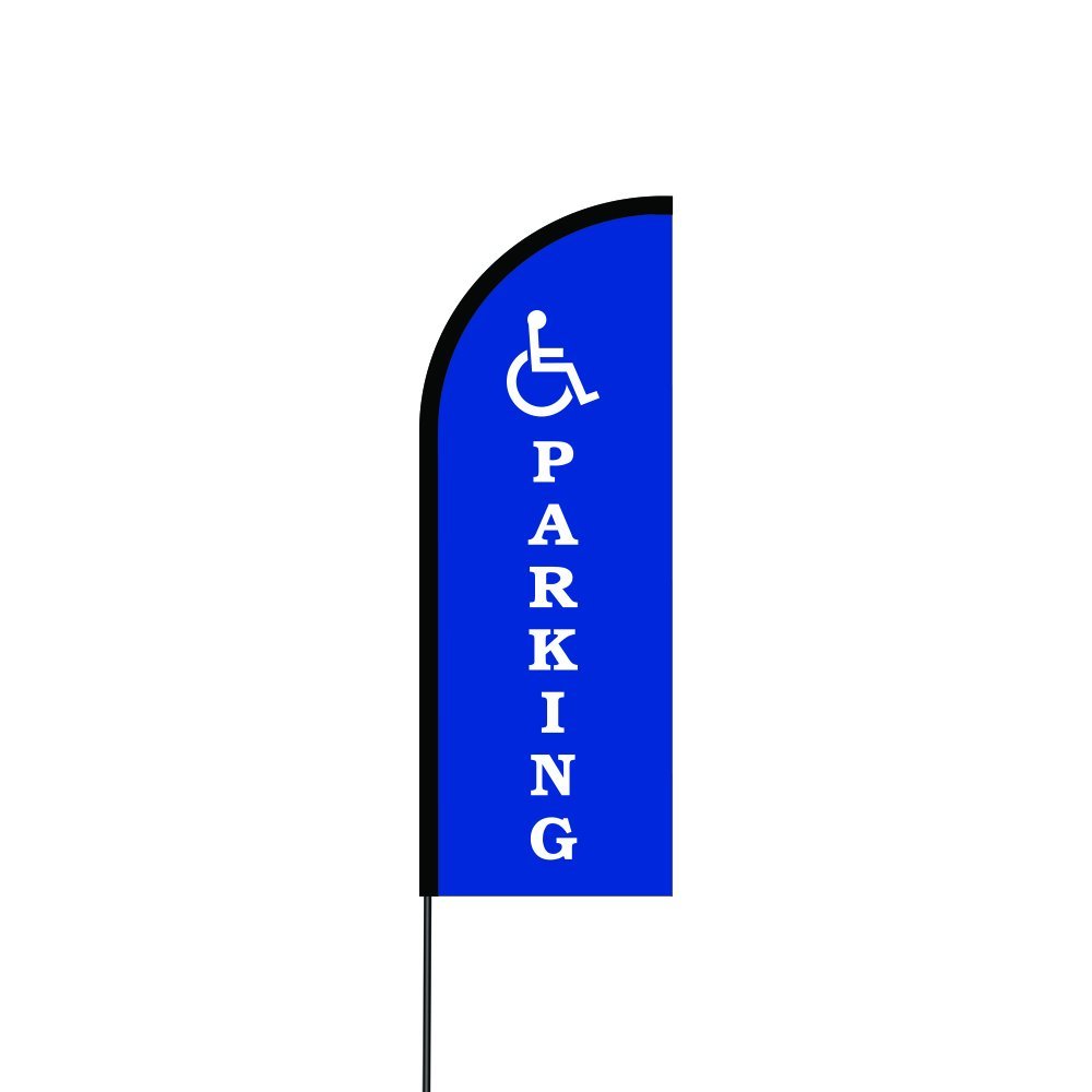 Handicap Parking Flag Kit 11' Feet Feather Flag Sign Outdoor Banner 1