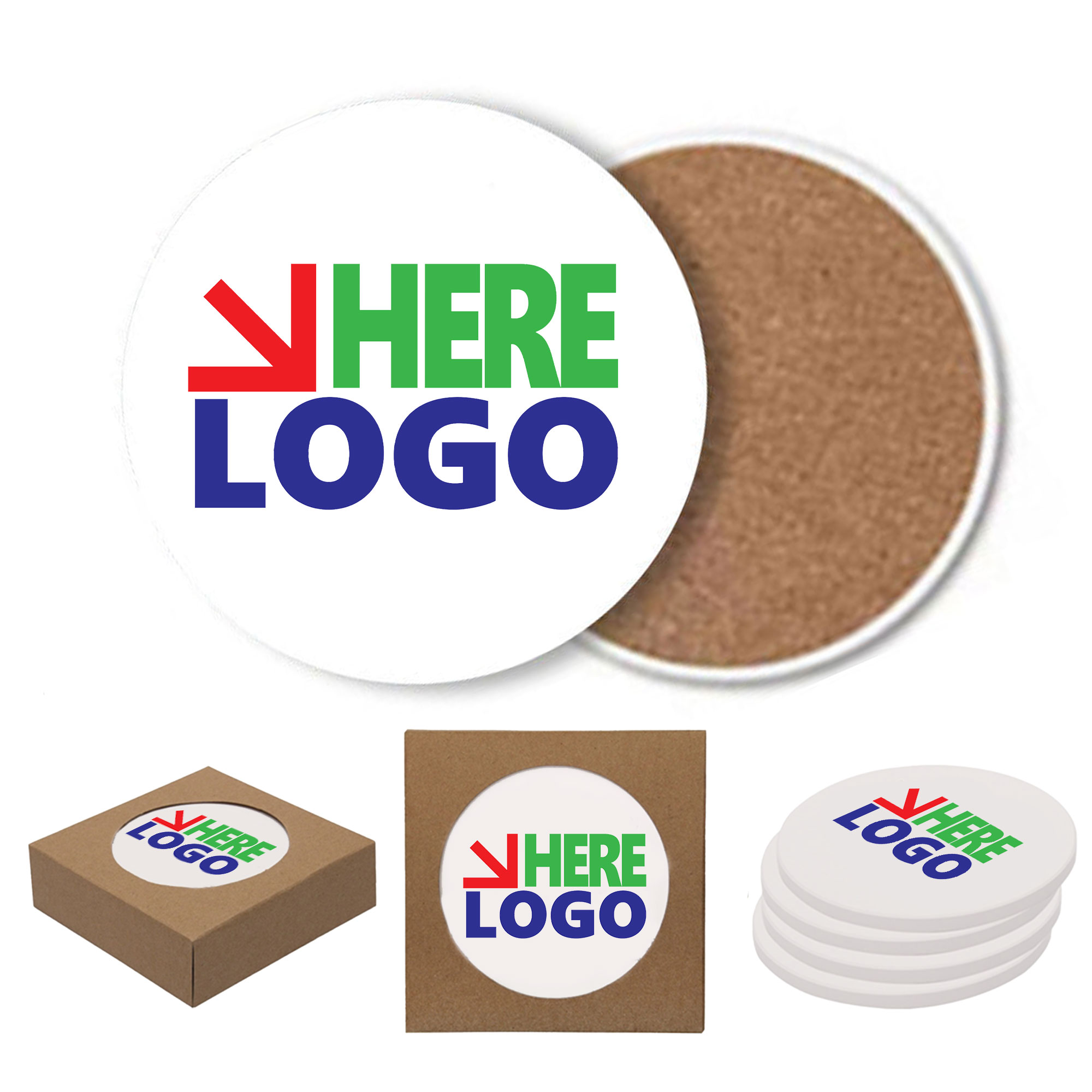 MOQ 10 Ceramic Cork Coaster 4" Round 2
