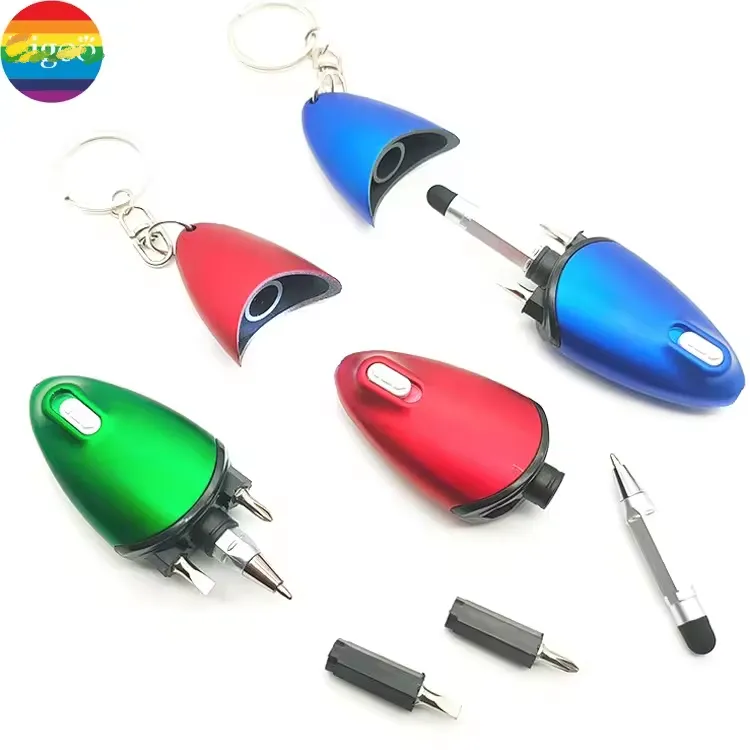 Multi Tool Keychain With Ballpoint Pen Led Screwdriver 4
