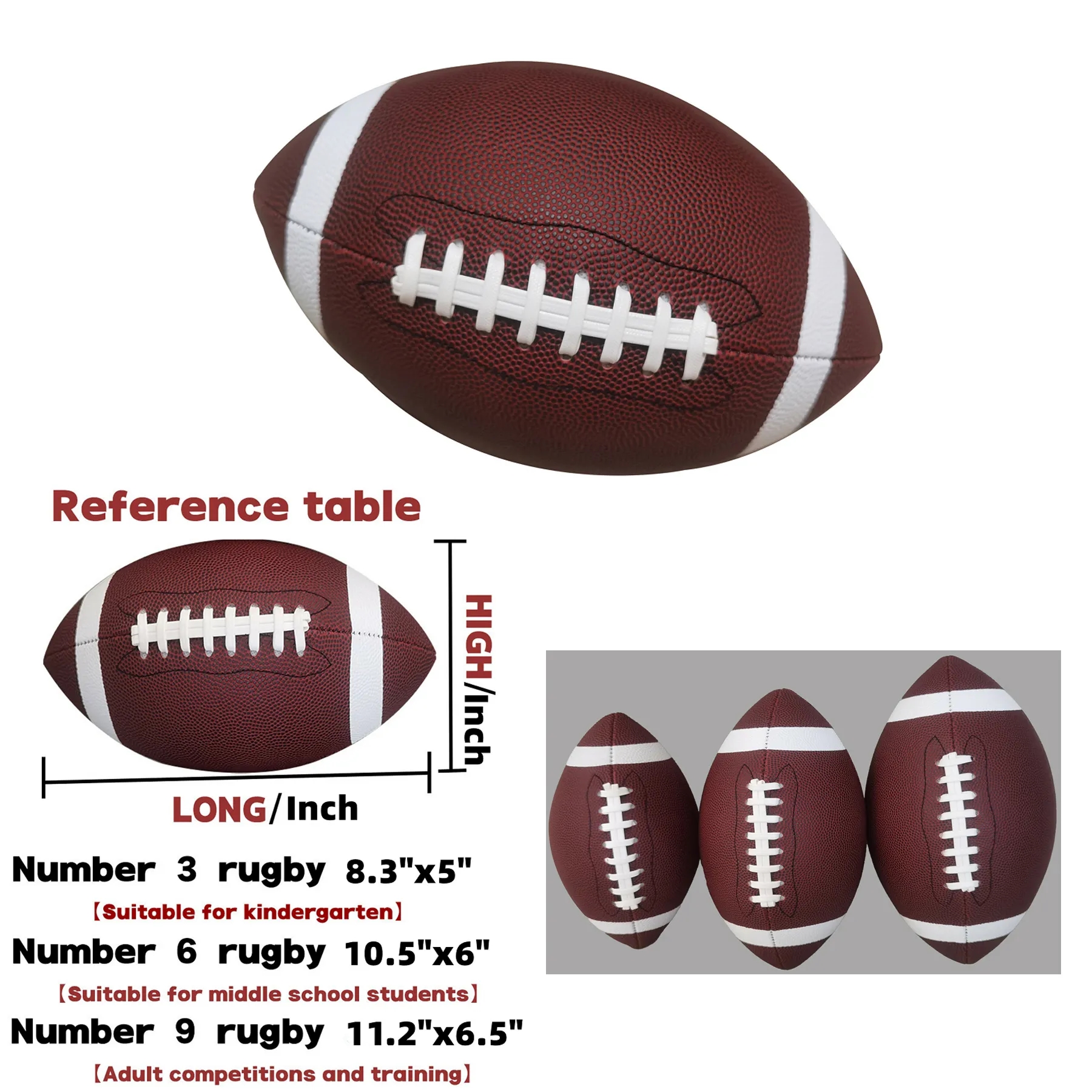 #6 Official Size Inflatable Rugby Football 4