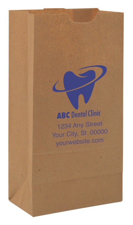 One Color 1-Sided SOS Kraft Paper Bags (4.25" x 8.1875" x 2.375")