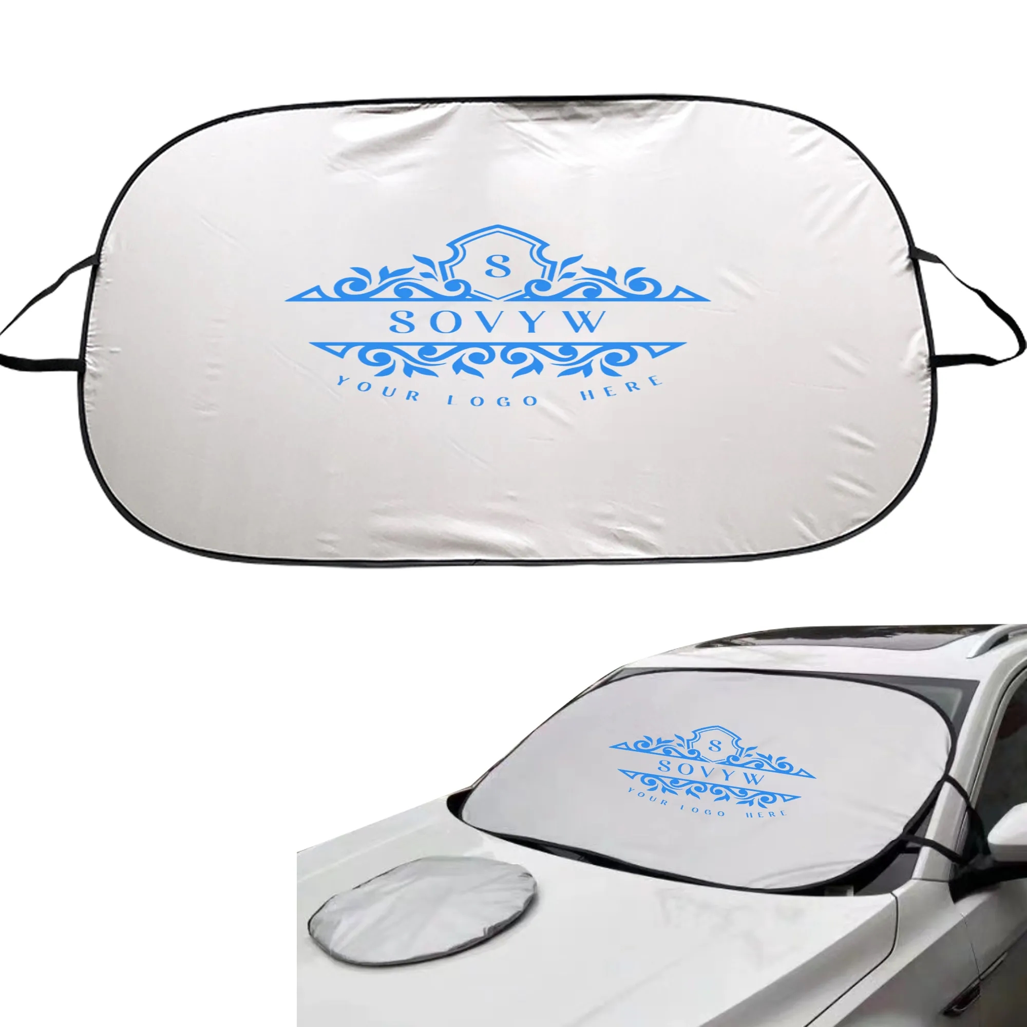 Customized Oval Folding Car Front Sunshade 1