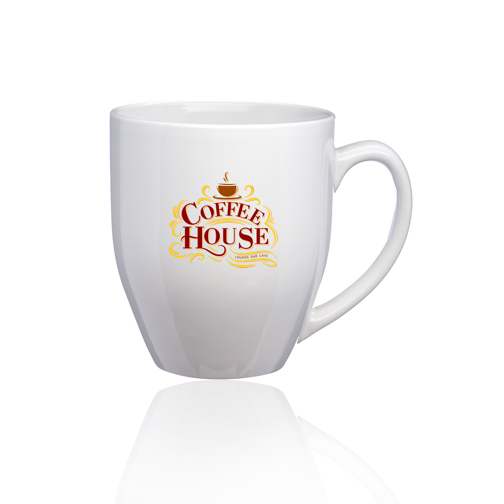 16 oz. Bistro Glossy Personalized Coffee Mug - White 1