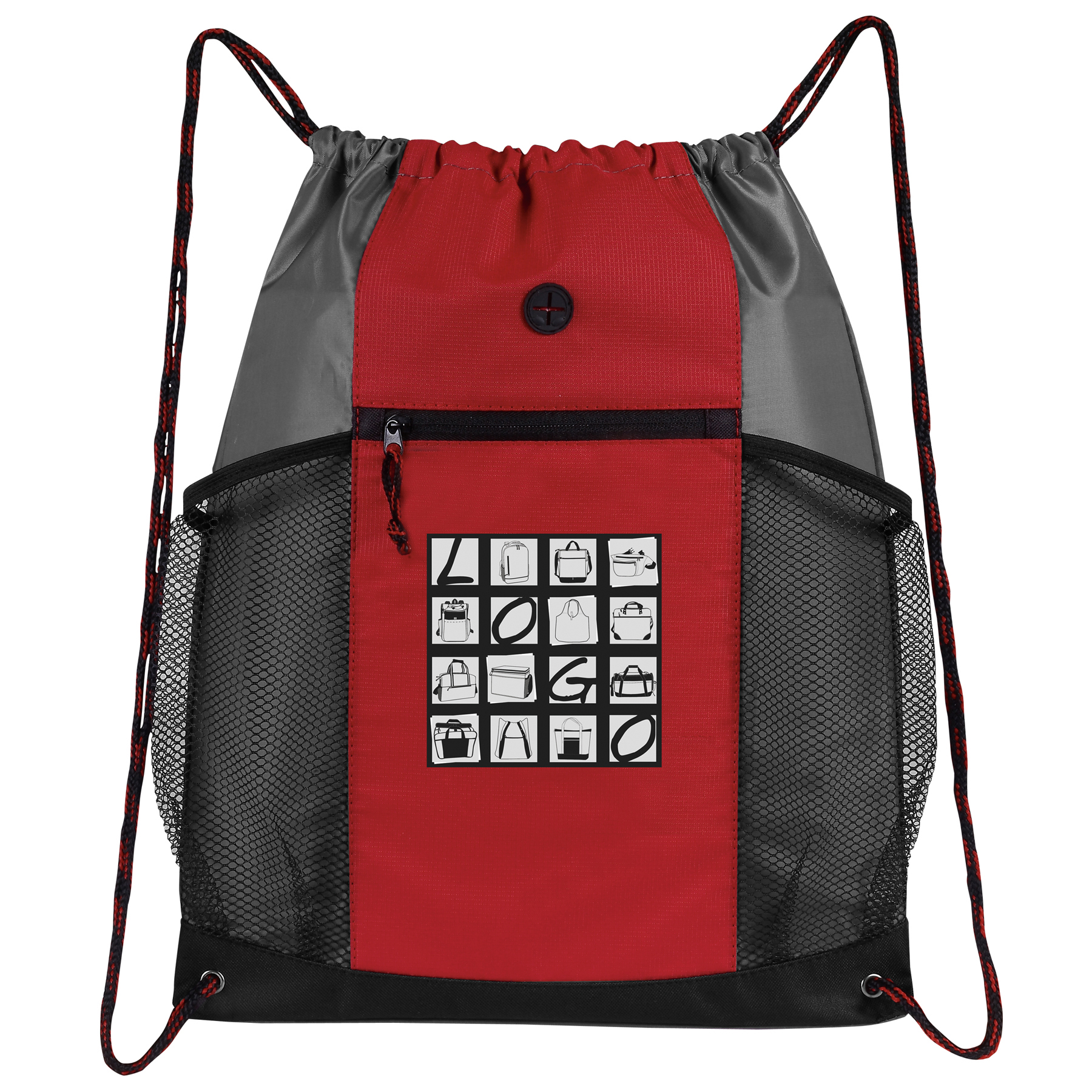 Two-Tone Multi-Pockets Drawstring Pack 5
