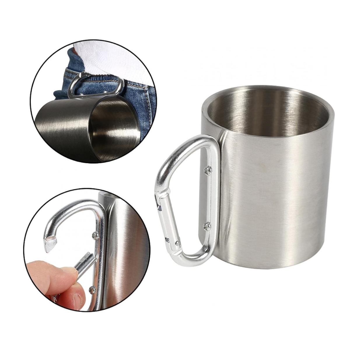 13Oz. Stainless Steel Mug with Carabiner Handle 5
