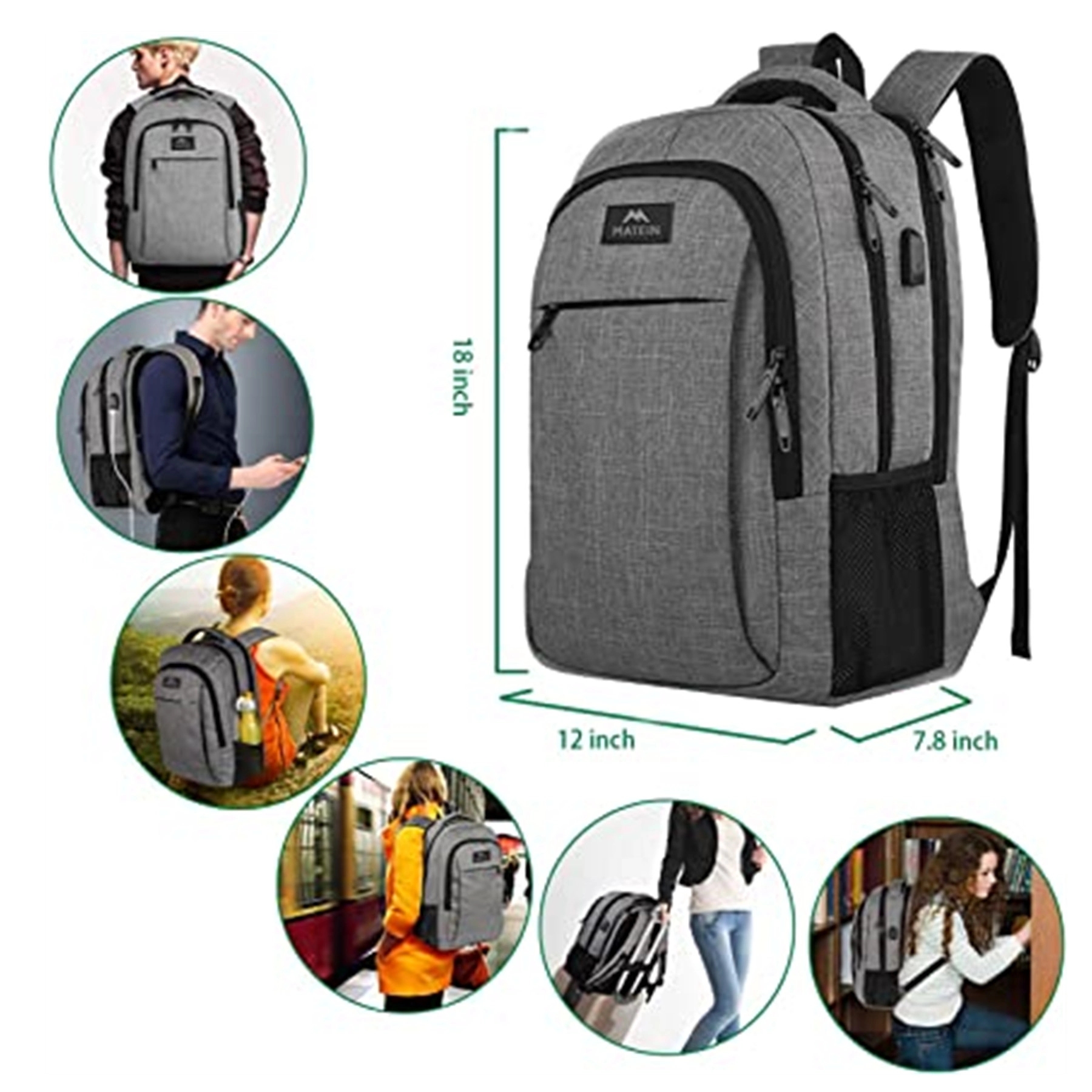 USB waterproof Travel Laptop Backpack 3