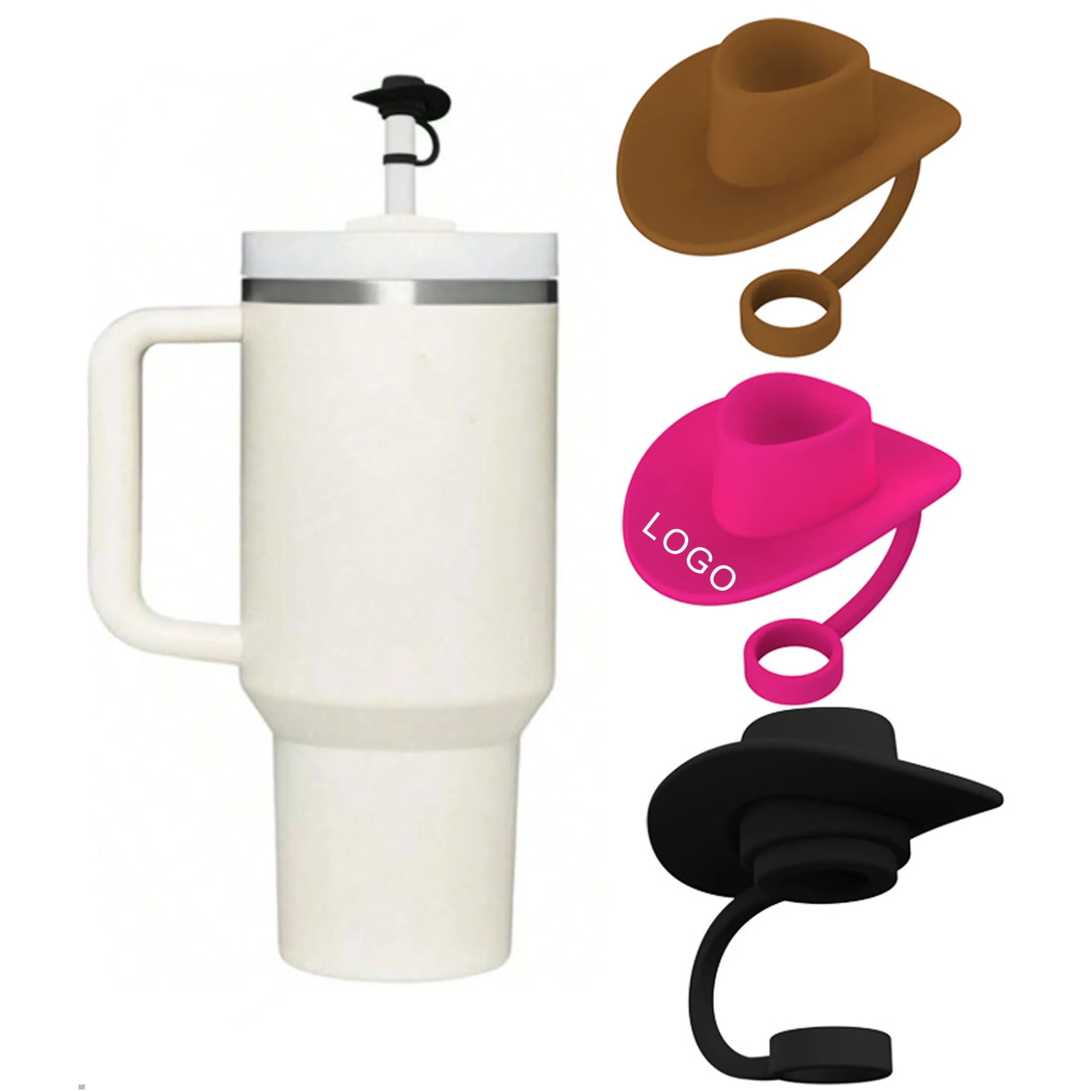 Cowboy Hat-Shaped Silicone Straw Caps 5