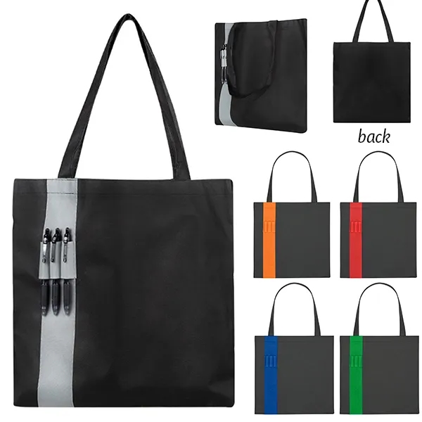 Non-Woven Colony Tote With Color Band -15x15 4