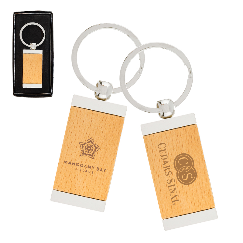 Sterling Silver Plated Bamboo Rectangle Keyring 1