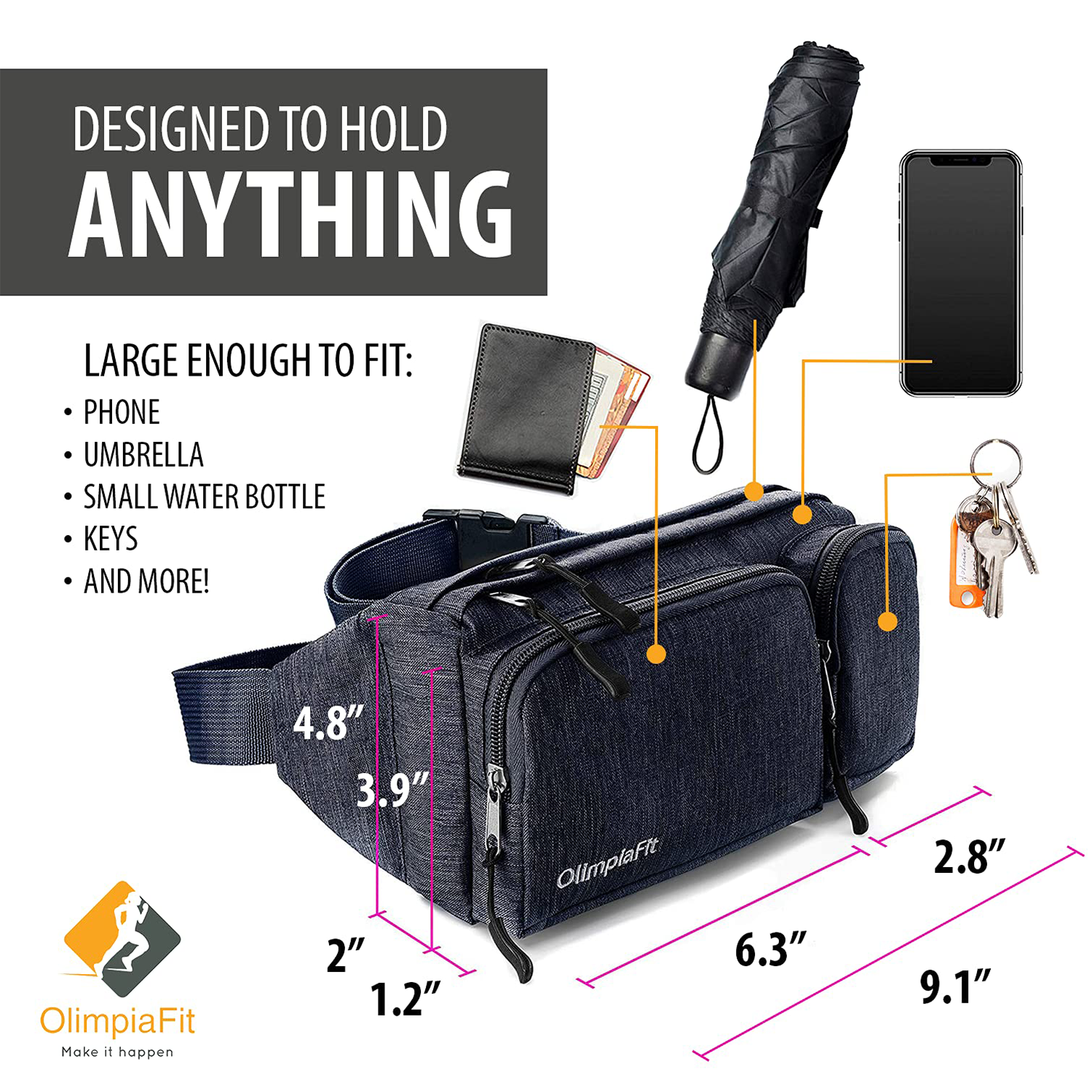 Camp Running Waist Bag With Headphone Hole 5