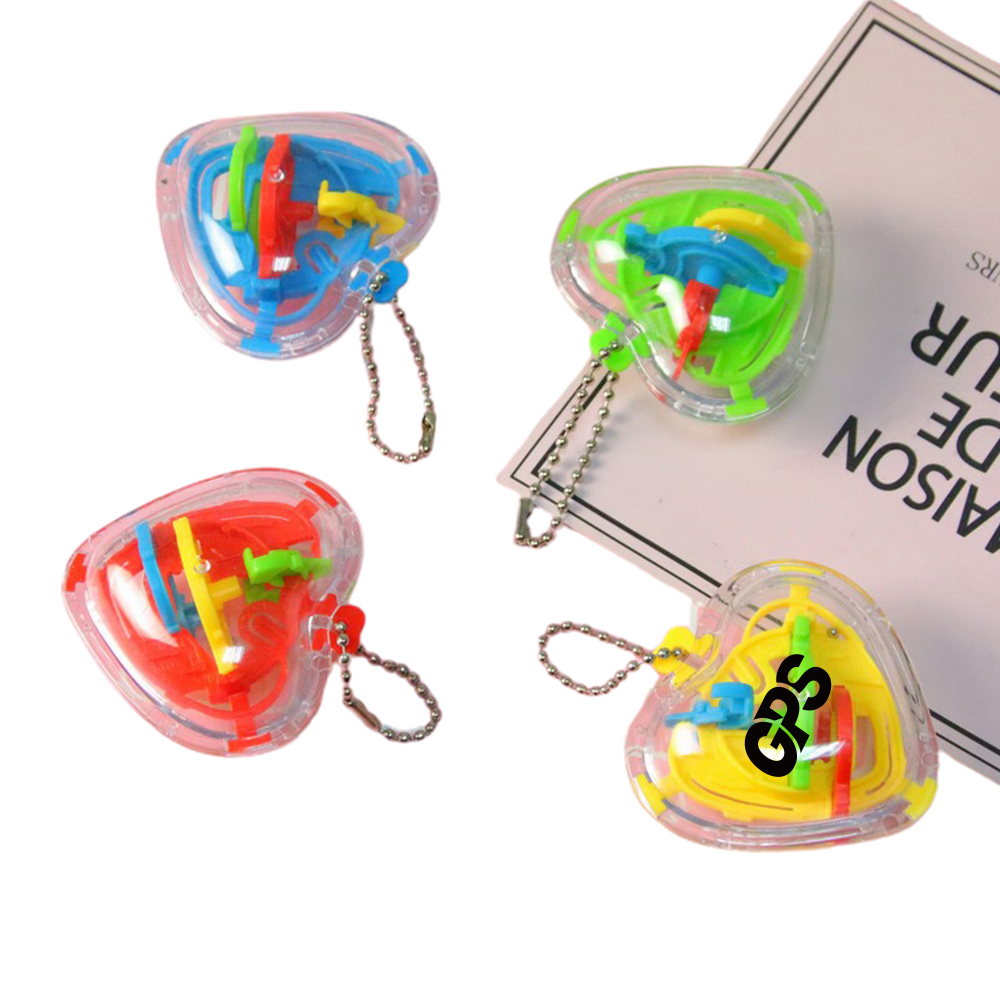 2 3/8 " Heart Shape Keychain With 3D Puzzle Toy 2